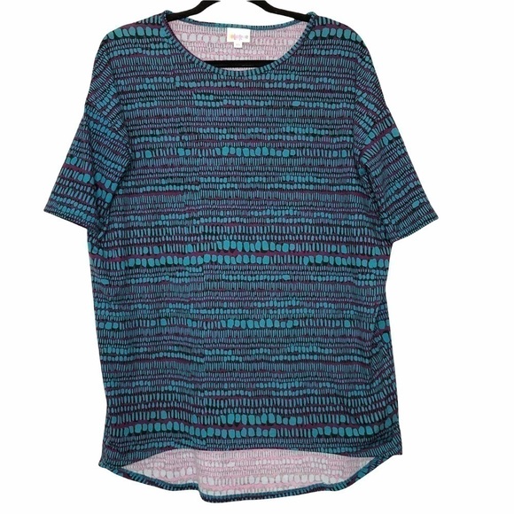 𝅺NEW - Lularoe Irma Teal & Purple High-Low Top - Size X-small (XS) - Picture 1 of 6
